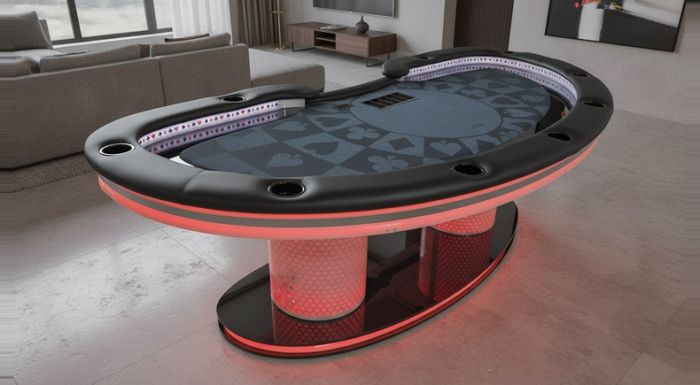Mesa de Poker Luxo TV WSOP com Borda em Acrílico Duplo - L37